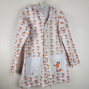 Fox Print Women's Hooded Lightweight Raincoat Jacket Medium